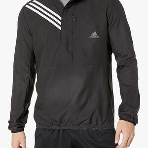 Adidas Black Windbreaker with Signature Stripes